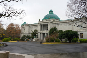 View of Tokyo National Museum Hyokeikan building at Ueno Park in Tokyo, Japan