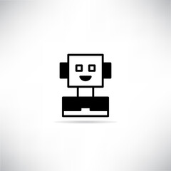 robot icon with shadow on white background