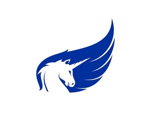Unicorn head and spread wing