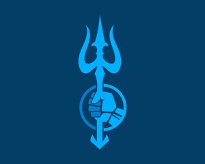 Blue hand with trident