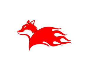 Red fox with fire flame tail