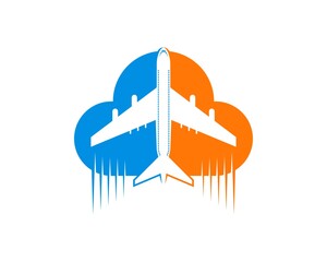 Blue and orange cloud with plane inside