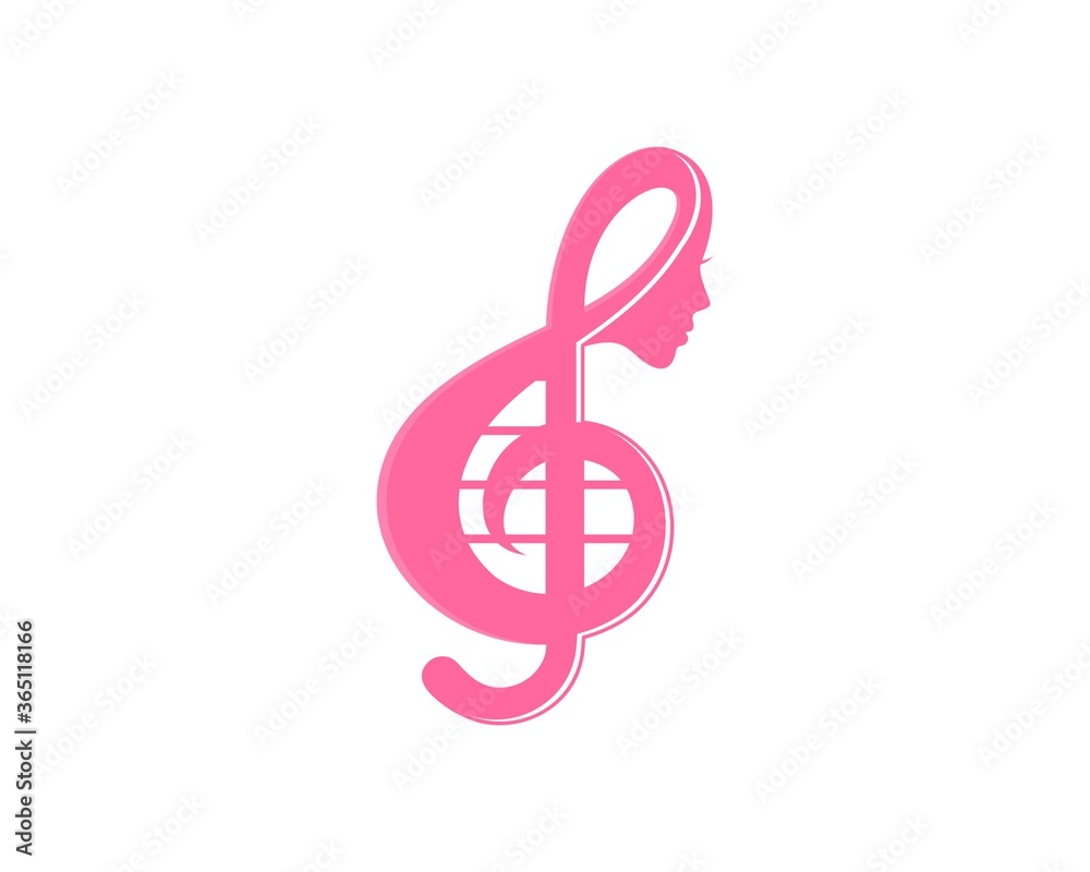 Canvas Prints Pink music note and beauty face