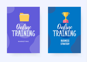 Online business training posters with ad text.