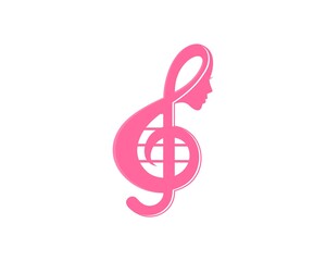 Pink music note and beauty face