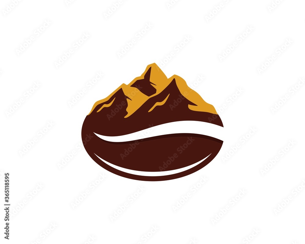 Poster Coffee beans with mountain silhouette