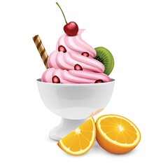 ice cream with orange slices