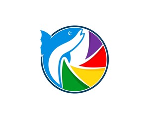 Blue fish inside the camera lens