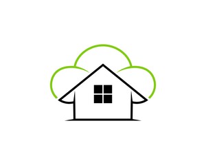 Cooperation chef hat and house with line art