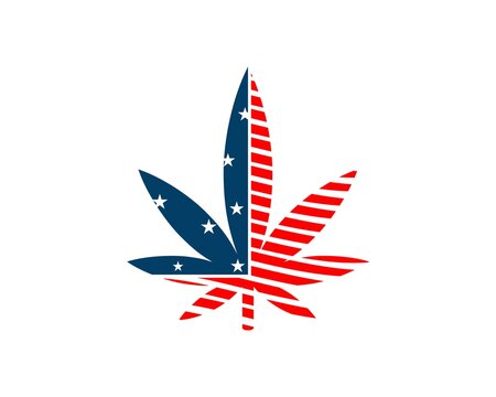 Cannabis leaf with american flag