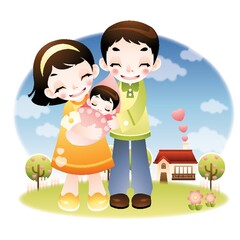 young couple with newborn