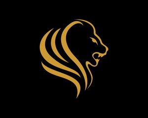 Lion head outline with wavy hair