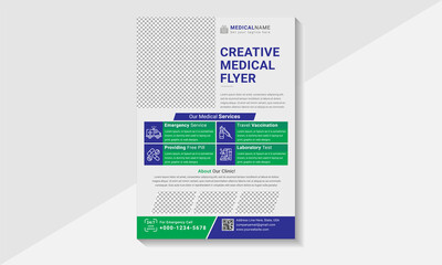 Creative medical flyer vector template design, vector medical flyer, corporate medical flyer