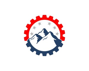 Mountain with circle gear around