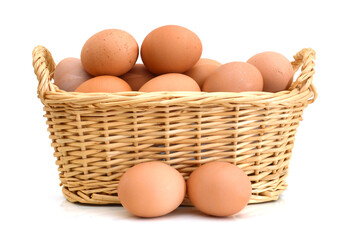 Raw eggs isolated on white background