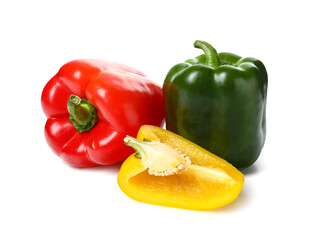 Fresh bell peppers on white background