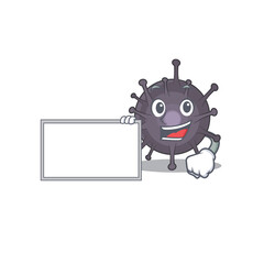 Cartoon character style of salmonella holding a white board