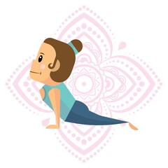 girl practising yoga in upward facing dog pose
