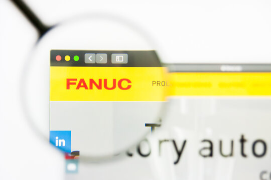 Los Angeles, California, USA - 25 March 2019: Illustrative Editorial of Fanuc website homepage. Fanuc logo visible on display screen.
