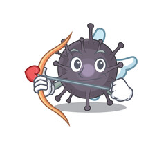 A lovable salmonella as a romantic cupid cartoon picture with arrow