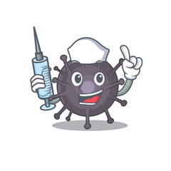 A dedicate salmonella nurse mascot design with a syringe