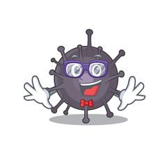 A caricature drawing of nerd salmonella wearing weird glasses