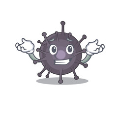 A sweet picture of grinning salmonella caricature design style