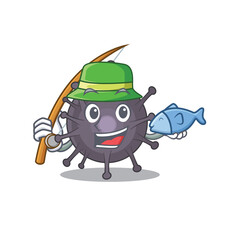 Cartoon design style of salmonella ready goes to fishing