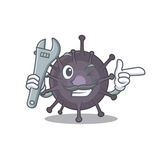 A caricature design concept of salmonella working as a mechanic