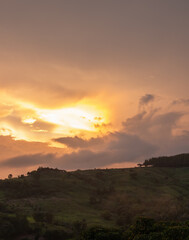 Landscape View of Sunset with Highland and Sky