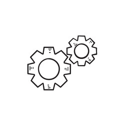 hand drawn doodle gears cogs icon with doodle drawing style