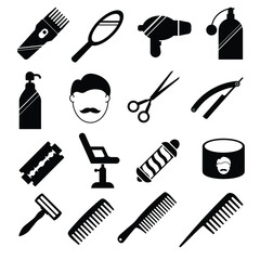 set of barber tools Icon Vector design illustration