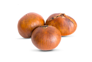 Chestnuts an isolated on white background.clipping path.