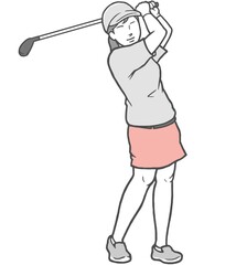 ゴルフ　女性　若い女性　ズボン　スカート