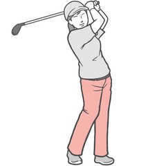 ゴルフ　女性　若い女性　ズボン　パンツ