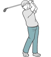 ゴルフ　男性　若い男性　ズボン　パンツ