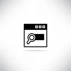 web search engine icon with shadow on white background