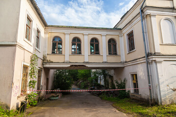 A beautiful old building remains in ruins in Russia.