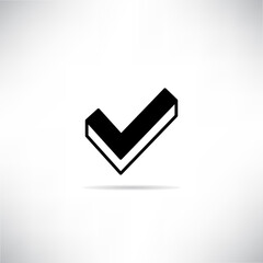 check mark icon with shadow on white background