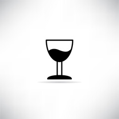 wine glass icon with shadow on white background