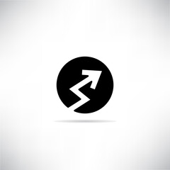 arrow chart icon with shadow on white background