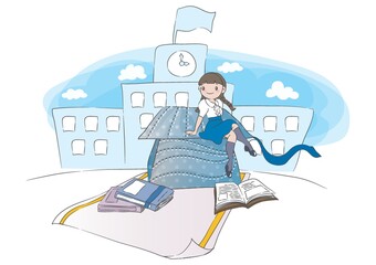 student sitting on graduation cap