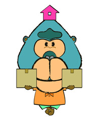 キャラクター　ゴリラ　可愛い　愉快　アイコン　力持ち