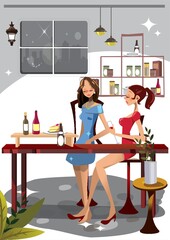 women in a bar
