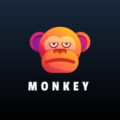 Vector Logo Illustration Monkey Gradient Colorful Style.