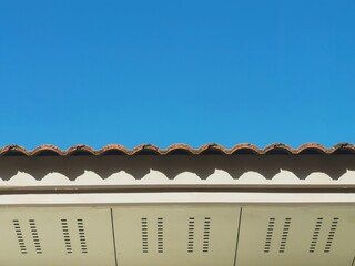 Modern Eaves of the house with Blue sky in the Summer.