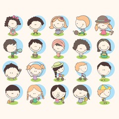 collection of kids in different actions