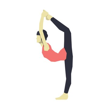 girl practising yoga in standing split pose variation