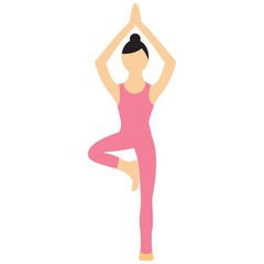 Obraz na płótnie Canvas girl practising yoga in tree pose