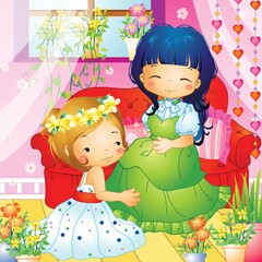 girls sitting together